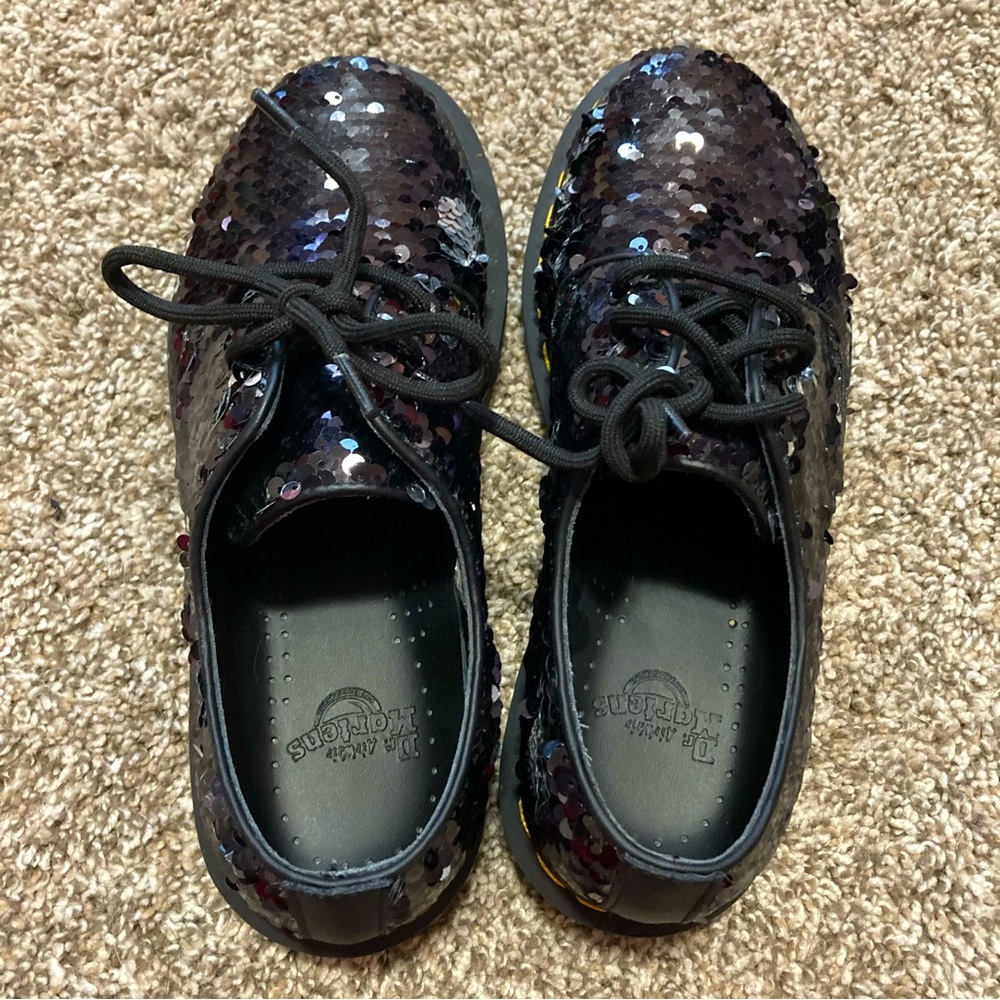 Rare Doc Marten shoes UK 4/US 6 black and silver sequins
